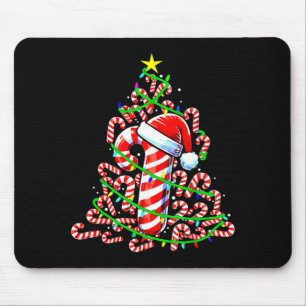 Candy Cane Christmas Tree Lights Santa Mouse Mat