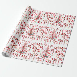 Candy Cane Christmas Tree Wrapping Paper