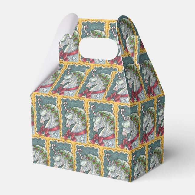 CANDY CANE CHRISTMAS UNICORN FAVOR GIFT BOX Repeat (Front Side)