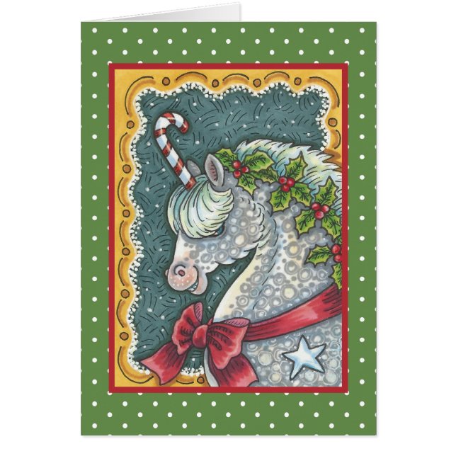 CANDY CANE CHRISTMAS UNICORN GREETING CARD V (Front)