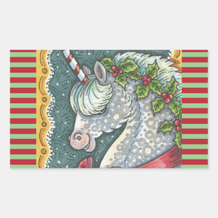 CANDY CANE CHRISTMAS UNICORN, HORSE PONY STICKERS