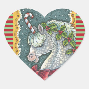 CANDY CANE CHRISTMAS UNICORN, HORSE PONY STICKERS