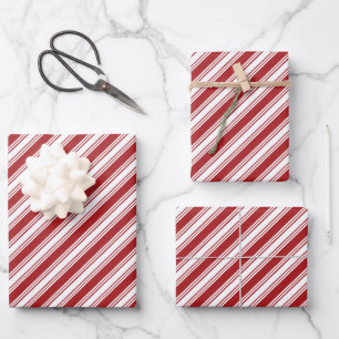 Candy Cane Classic Christmas Red and White Stripes Wrapping Paper Sheet