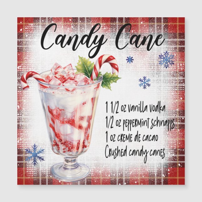 Candy Cane Cocktail Magnetic Card (Front)
