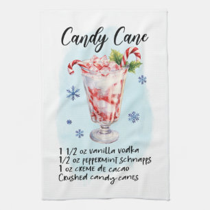 Candy Cane Cocktail Recipe Holiday  Tea Towel
