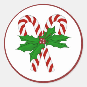 Candy Cane Collection Classic Round Sticker