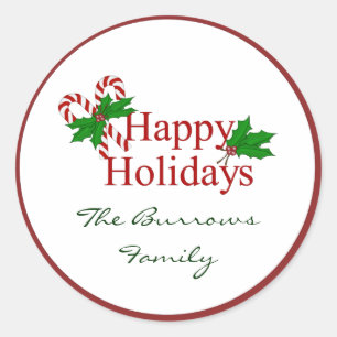 Candy Cane Collection Classic Round Sticker