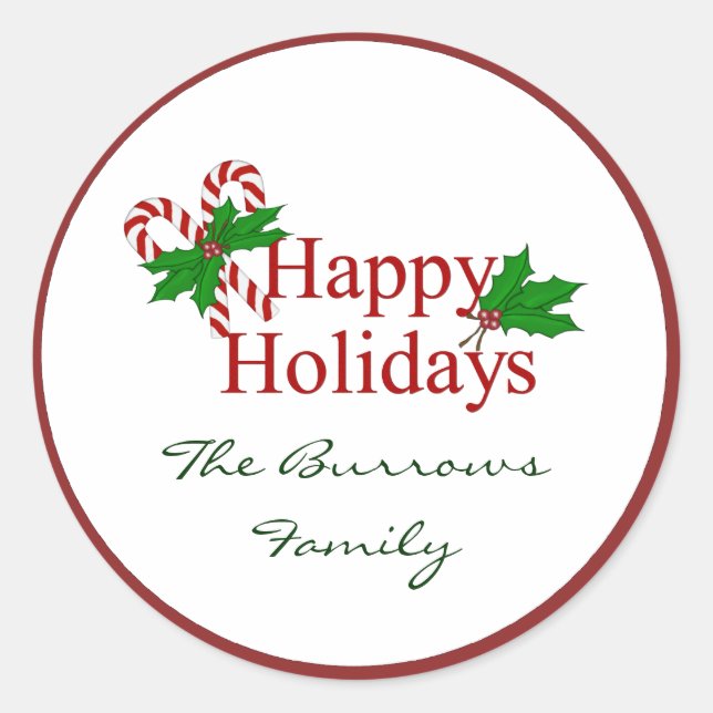 Candy Cane Collection Classic Round Sticker (Front)