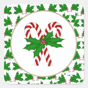 Candy Cane Collection Square Sticker