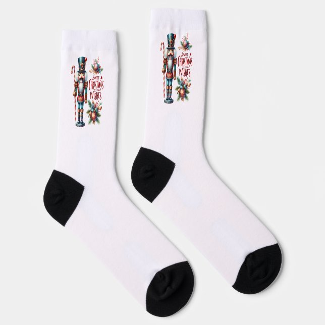 Candy Cane Colourful Christmas Nutcracker Socks (Right)