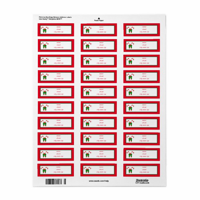 Candy Cane Colourful Christmas Return Address (Full Sheet)