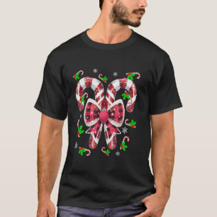 Candy Cane Coquette Bow Christmas Lights Tie Dye X T-Shirt