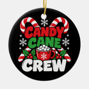 Candy Cane Crew Adult Men Women Kids Christmas PJs Ceramic Tree Decoration