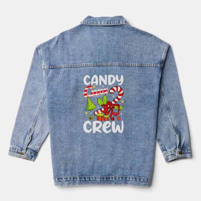 Candy Cane Crew Christmas Candy  Kids Boys Girls X Denim Jacket (Back)