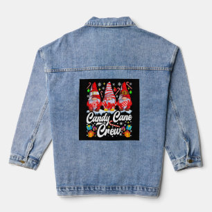 Candy Cane Crew Christmas Candy Lover Gnome Denim Jacket