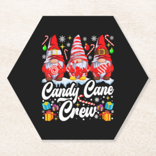 Candy Cane Crew Christmas Candy Lover Gnome Paper Coaster