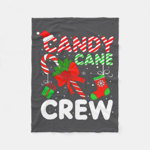 Candy Cane Crew Christmas Funny Xmas Matching Fami Fleece Blanket
