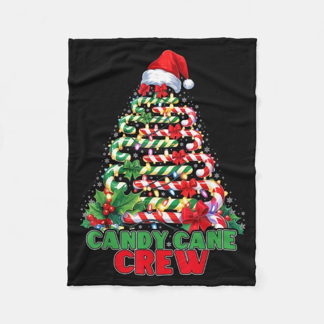 Candy Cane Crew Christmas Funny Xmas Matching Fami Fleece Blanket (Front)