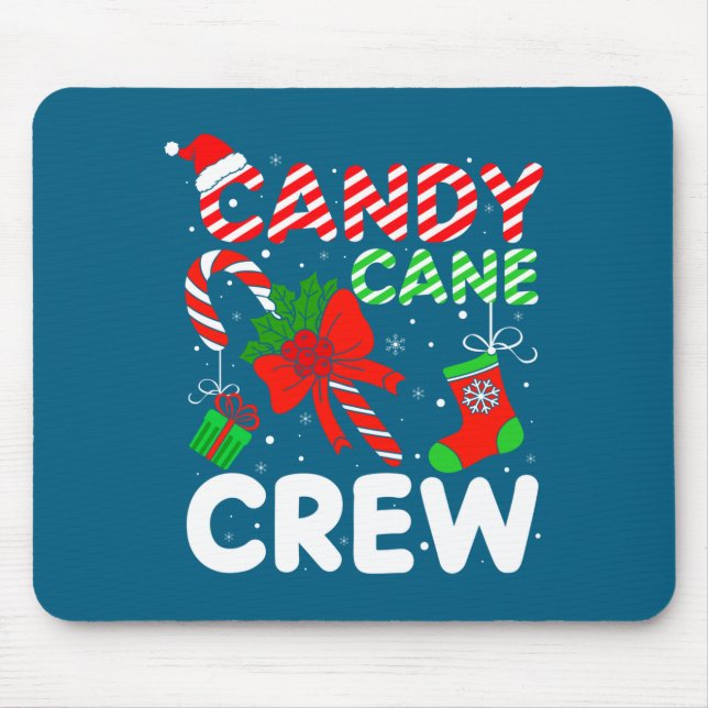Candy Cane Crew Christmas Funny Xmas Matching Fami Mouse Mat (Front)