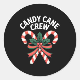 Candy Cane Crew Christmas Girls Boys Kids Adult Ho Classic Round Sticker