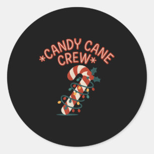 Candy Cane Crew Christmas Lights Family Kids Boys  Classic Round Sticker