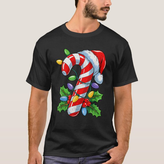 Candy Cane Crew Christmas Lights Family Matching X T-Shirt (Front)