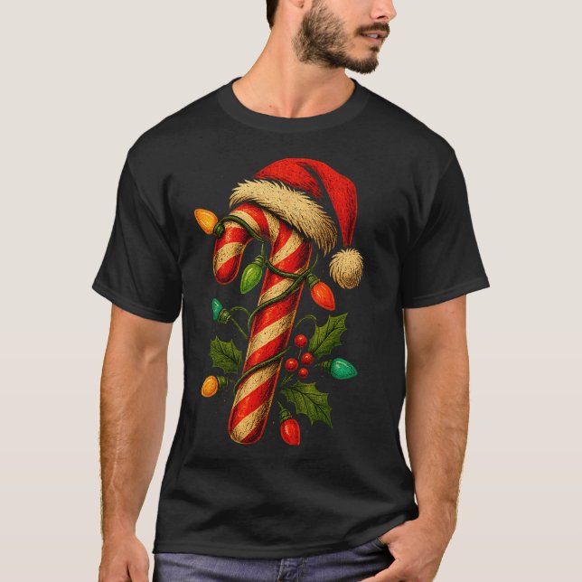 Candy Cane Crew Christmas Lights Family Matching X T-Shirt (Front)