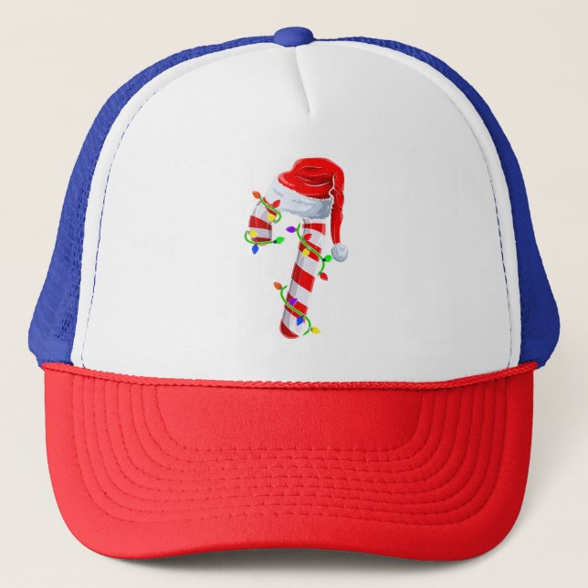 Candy Cane Crew Christmas Lights Family Matching X Trucker Hat (Front)