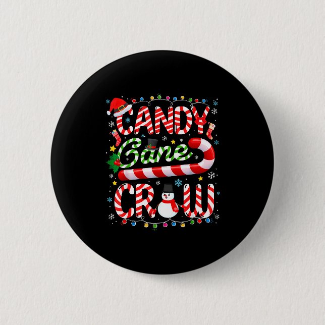 Candy Cane Crew Christmas Pajamas Adult Men Women  6 Cm Round Badge (Front)