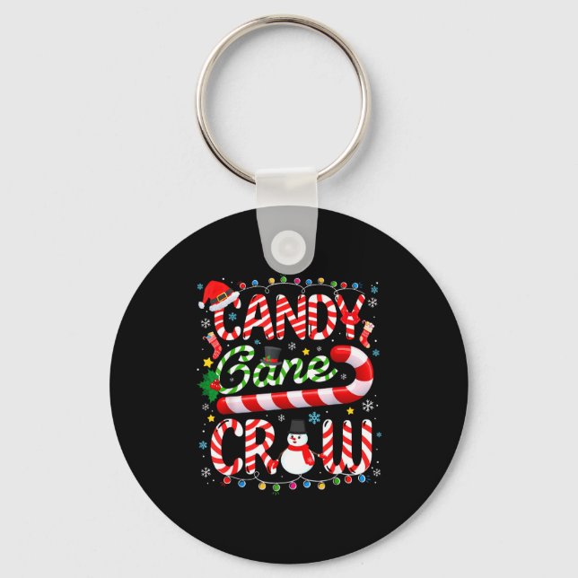 Candy Cane Crew Christmas Pajamas Adult Men Women  Key Ring (Front)