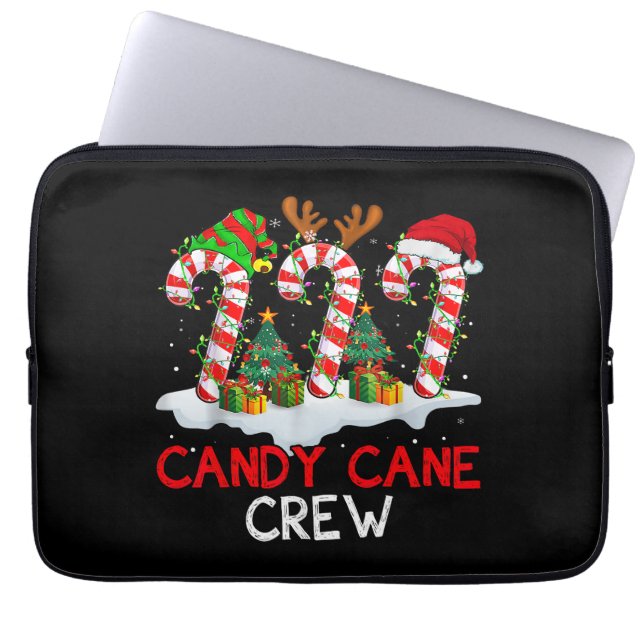 Candy Cane Crew Christmas Santa Elf Reindeer X-mas Laptop Sleeve (Front)