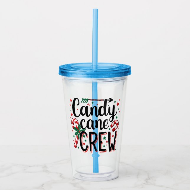 Candy cane crew Christmas snack Matching Cousins Acrylic Tumbler (Front)
