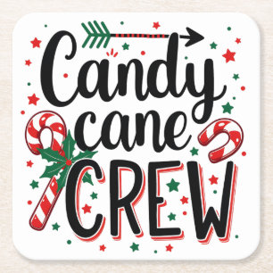 Candy cane crew Christmas snack Matching Cousins Square Paper Coaster
