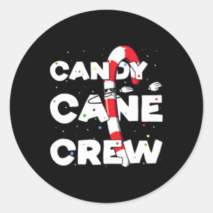Candy Cane Crew Fun Christmas Candy Lover Dancing Classic Round Sticker