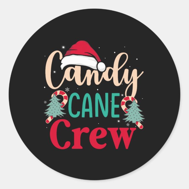 Candy Cane Crew Fun Christmas Candy Lover Xmas Wom Classic Round Sticker (Front)