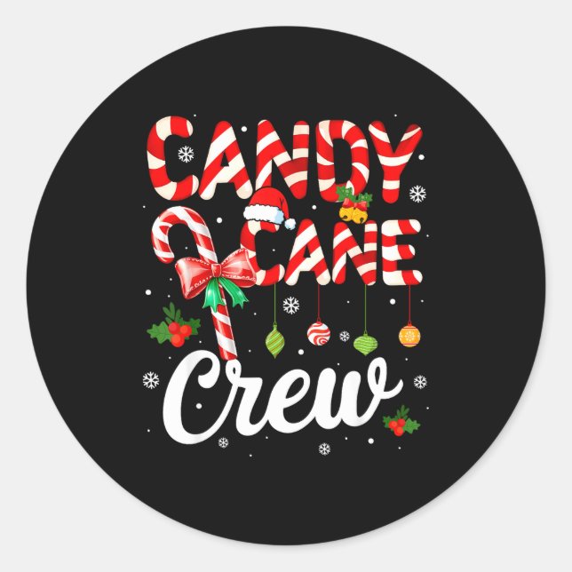 Candy Cane Crew Funny Christmas Holiday Family Men Classic Round Sticker (Front)