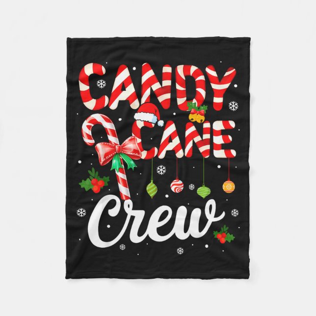 Candy Cane Crew Funny Christmas Holiday Family Men Fleece Blanket (Front)