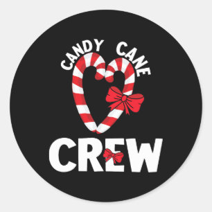 Candy Cane Crew Funny Christmas Sweet Candy Merry Classic Round Sticker