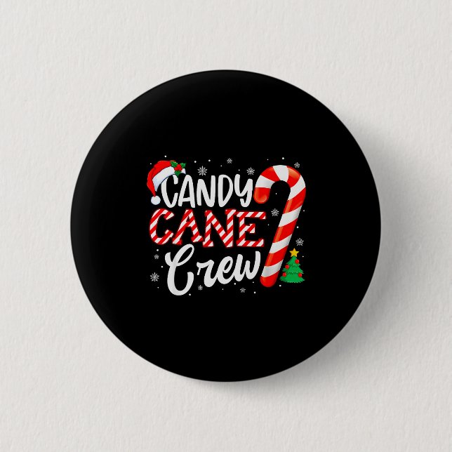 Candy Cane Crew Funny Xmas Christmas Pajamas Men W 6 Cm Round Badge (Front)