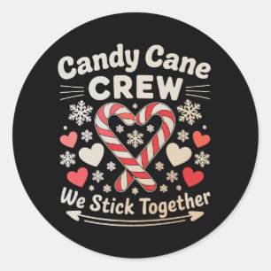 Candy Cane Crew Heart Holiday Matching Family Xmas Classic Round Sticker
