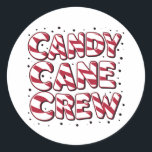 Candy Cane Crew Lover Christmas Xmas Pajama Classic Round Sticker<br><div class="desc">Candy Cane Crew Lover Christmas Xmas Pajama</div>