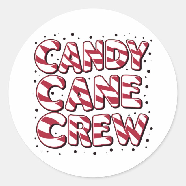 Candy Cane Crew Lover Christmas Xmas Pajama Classic Round Sticker (Front)