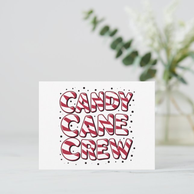 Candy Cane Crew Lover Christmas Xmas Pajama Holiday Postcard (Standing Front)