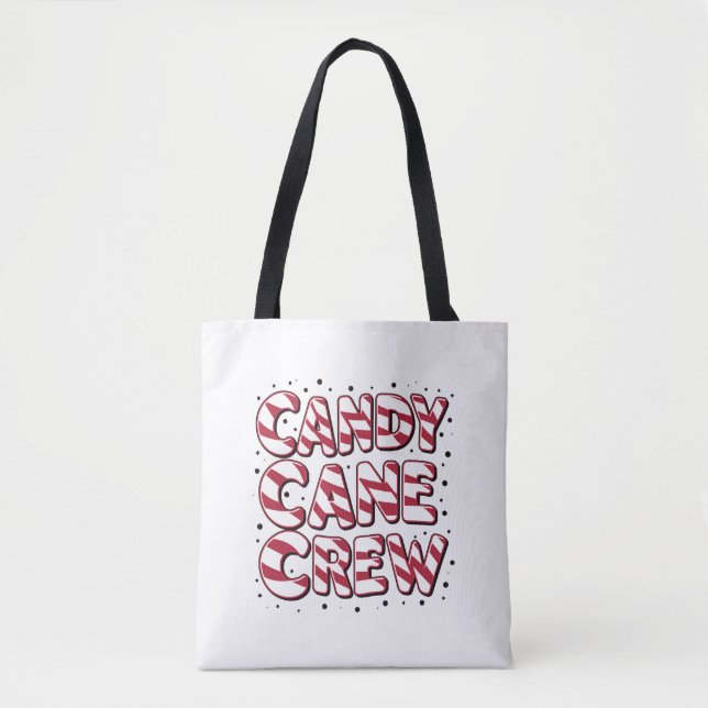 Candy Cane Crew Lover Christmas Xmas Pajama Tote Bag (Front)