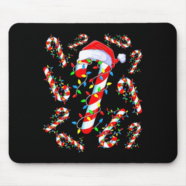 Candy Cane Crew Red And White Santa Funny Christma Mouse Mat (Front)