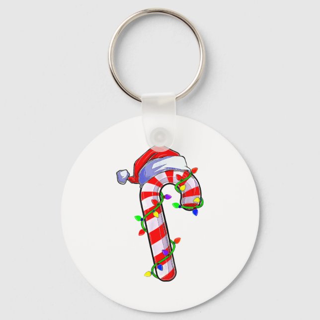 Candy Cane Crew Santa Lover Family Christmas Light Key Ring (Front)