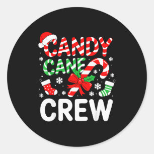 Candy Cane Crew Shirt Adult Men Women Kids Christm Classic Round Sticker