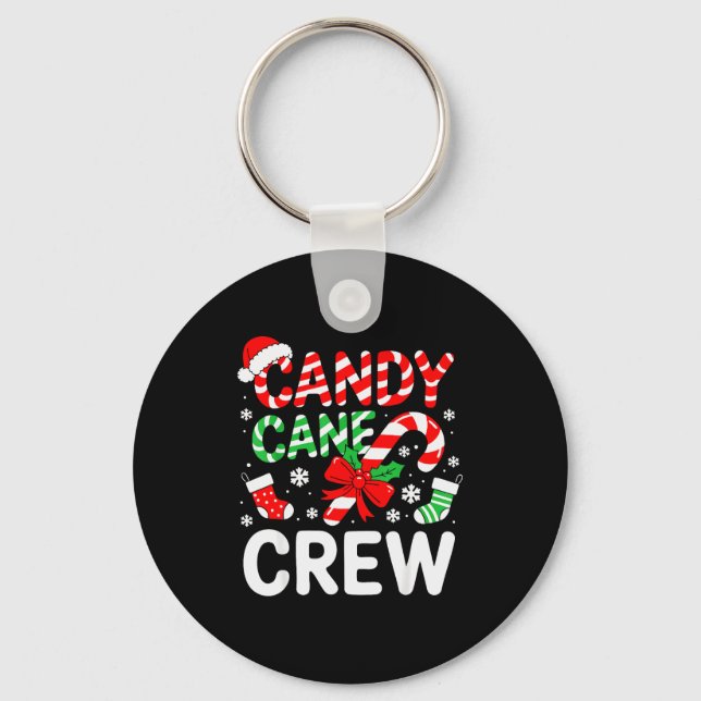 Candy Cane Crew Shirt Adult Men Women Kids Christm Key Ring (Front)