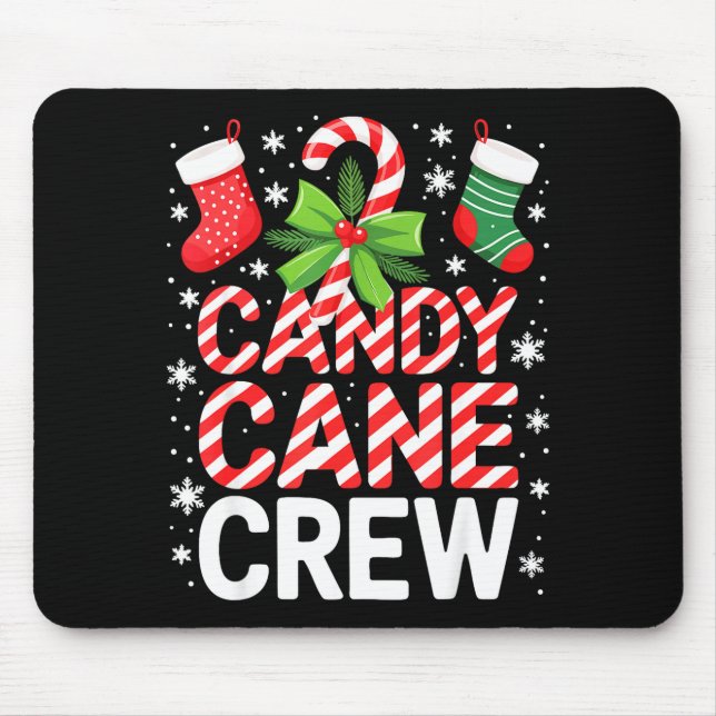 Candy Cane Crew Shirt Adult Men Women Kids Christm Mouse Mat (Front)