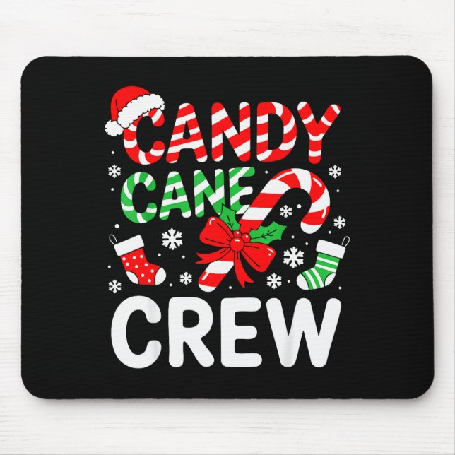 Candy Cane Crew Shirt Adult Men Women Kids Christm Mouse Mat (Front)